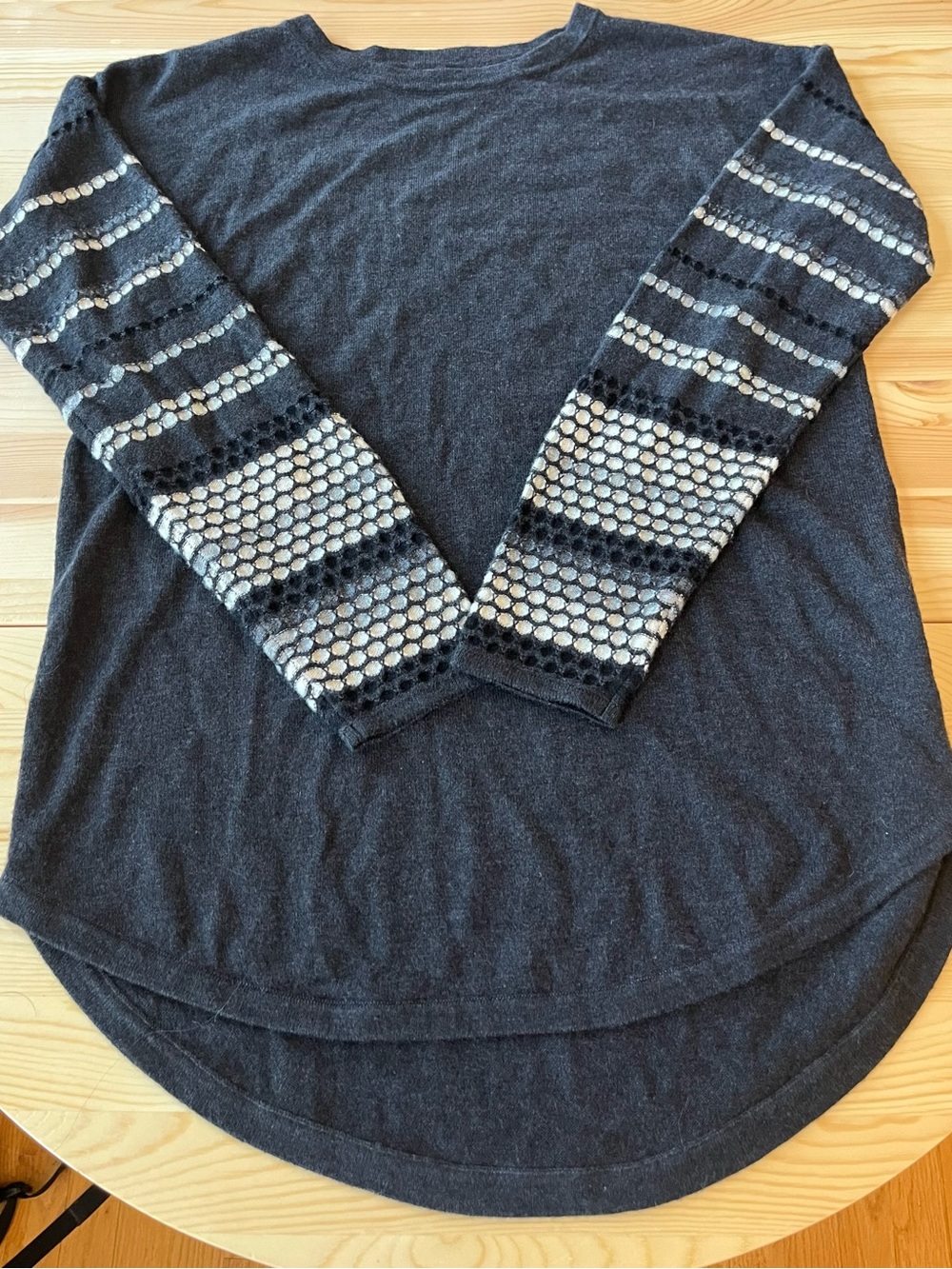 Smartwool Women's Dark Gray Sweater with Patterned Sleeves